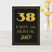 Carte 38e anniversaire ~ Art Déco Inspiré Look "38" & No (Fleur jaune)