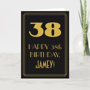 Carte 38e anniversaire ~ Art Déco Inspiré Look "38" & No