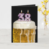 Carte 38e Anniversaire Bière en noir (Fleur jaune)