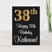 Carte 38e anniversaire ~ Elégant Luxueux Faux Gold Look (Devant)