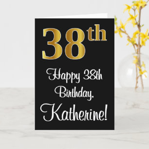 Carte 38e anniversaire ~ Elégant Luxueux Faux Gold Look 