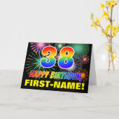 Carte 38e anniversaire : Gras, Amusants, Feu d'artifice, (Fleur jaune)
