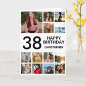 Carte 38e anniversaire Photo Collage 13 photos noir blan (Fleur jaune)