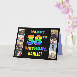Carte 38e anniversaire : Rainbow Text, Custom Photos & N