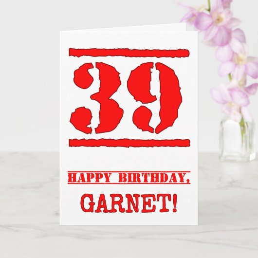 Carte 39e anniversaire : Amusant, Timbre en caoutchouc r (Orchidée)