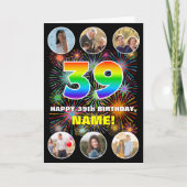Carte 39e anniversaire : Arc en ciel amusant #, Nom pers (Devant)