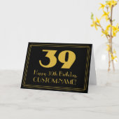 Carte 39e anniversaire : Art Déco Inspiré Look "39" & No (Fleur jaune)