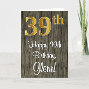 Carte 39e anniversaire : Elégant Faux Gold Look #, Faux 