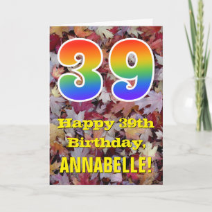 Carte 39e anniversaire ; Feuilles d'automne rustiques ;