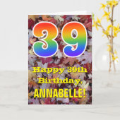 Carte 39e anniversaire ; Feuilles d'automne rustiques ; (Fleur jaune)