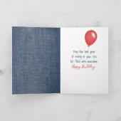 Carte 39e anniversaire fille avec ballon rouge (Intérieur)