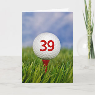 Carte 39e anniversaire Golf Ball on Red Tee