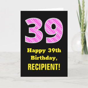 Carte 39e anniversaire : Pink Stripes and Hearts "39" + 