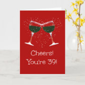 Carte 39e Anniversaire Vin Drôle Toast et Cheers (Fleur jaune)