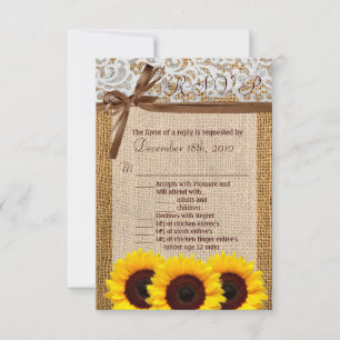 Carte 3,5x5 R.S.V.P. Tournesol Dentelle Burlap Cam