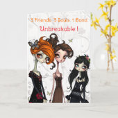 Carte 3 Amis Trois Âmes 1 Amitié des obligations Anniver (Fleur jaune)