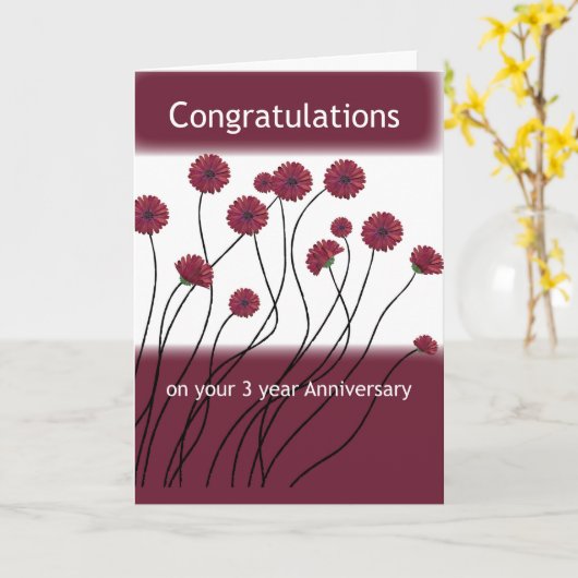 Carte 3 ans Anniversaire 12 pas Fleurs de récupération (Fleur jaune)