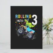 Carte 3 ans Anniversaire Dinosaur Monster Famille de cam (Debout devant)