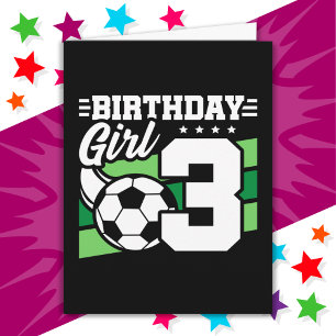 Carte 3 ans Football Party 3e anniversaire fille