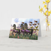 Carte 3 Carrousel Horses Grey Card (Fleur jaune)