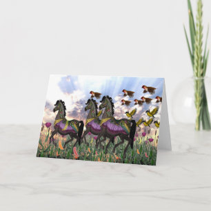 Carte 3 Carrousel Horses Grey Card