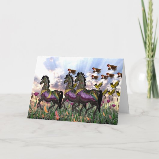 Carte 3 Carrousel Horses Grey Card (Devant)