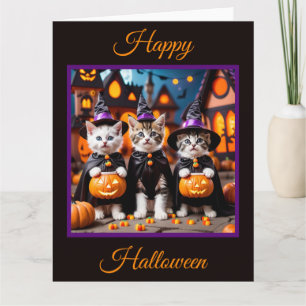 Carte 3 Chatons d'Halloween Trick ou traitement
