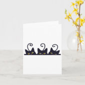 Carte 3 Chats Noirs Drôle Amoureux de les chats Design F (Fleur jaune)