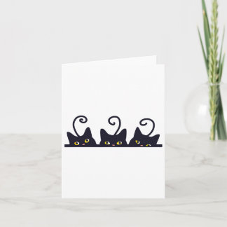 Carte 3 Chats Noirs Drôle Amoureux de les chats Design F