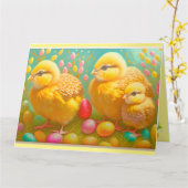 Carte 3 Collecte De Pâques De Poulet Et D'Oeufs (Fleur jaune)