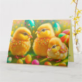 Carte 3 Collection de poulet de Pâques (Fleur jaune)