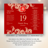 Carte 3 en 1 avec numéro de table, menu et remerci