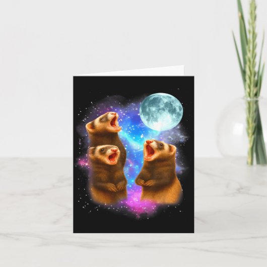 Carte 3 Ferret Moon Howling Ferrets Funny For Men, Women (Devant)