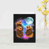 Carte 3 Ferret Moon Howling Ferrets Funny For Men, Women (Fleur jaune)