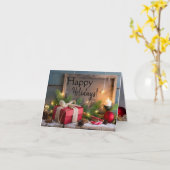 Carte 3 Image Rustic Holiday Grey Card (Fleur jaune)