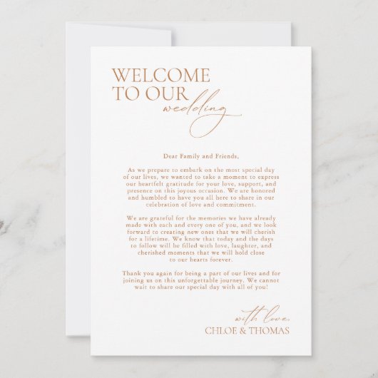 Carte 3 Jours Mariage Itinéraire Élégant Script Moderne (Devant)