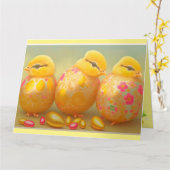 Carte 3 Pâques Poulet Dans La Collection Oeufs (Fleur jaune)