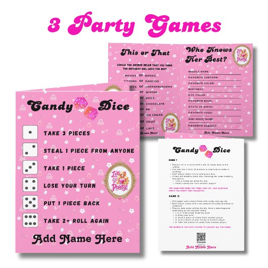 Carte 3 parties pour Retro Doll rose Anniversaire fille