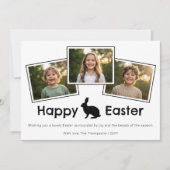 Carte 3 Photo Collage Bold Black Happy Easter With Bunny (Devant)