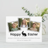 Carte 3 Photo Collage Bold Black Happy Easter With Bunny (Debout devant)