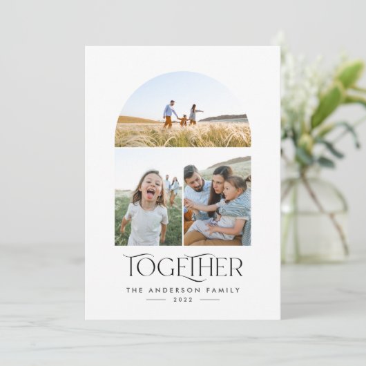 Carte 3 photo moderne arche rouge ensemble typographie (Debout devant)