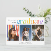 Carte 3 Photo Personalized Senior Graduation Announcemen (Debout devant)