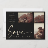 Carte 3 Photos Black Chic Trendy Collage Wedding Covid19 (Devant)