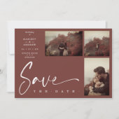 Carte 3 Photos Brown Chic Trendy Collage Wedding Covid19 (Devant)