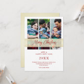 Carte 3 Photos Collage Noël Script manuscrit (Devant/Arrière en situation)