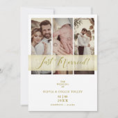 Carte 3 Photos Juste Marié Main Lettré Citation Eloped (Devant)