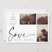 Carte 3 Photos White Chic Trendy Collage Wedding Covid19 (Devant)