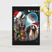 Carte 3 Racoon Moon Howling Raccoon Christmas Santa Raco (Fleur jaune)