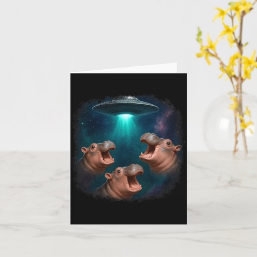 Carte 3 Ufo Baby Hip Funny Hiptamus Graphic Animal Lover (Fleur jaune)
