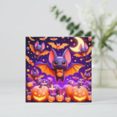 Carte 3D bats pumpkins halloween (Debout devant)